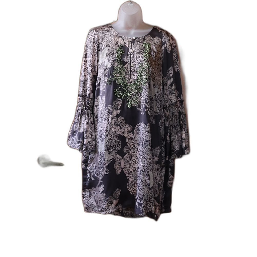 Odd Molly Silk Butterfly Print Purple Mini Dress Beaded Size 4 NWT